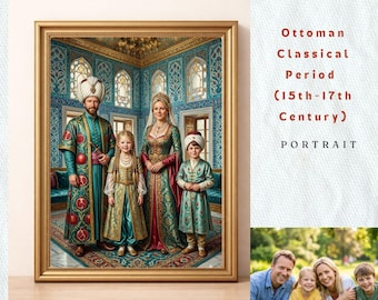 Turn Your Photo into Ottoman Dynasty Family|Personalized Imperial Nursery Wall Art |Sultanate Newborn Legacy|Bespoke Noble Heirloom Painting