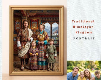Turn Your Photo into Tibetan Royal Family | Mystic Bhutan Dynasty Nursery Art | Sacred Newborn Legacy | Bespoke Noble Heirloom Painting Art
