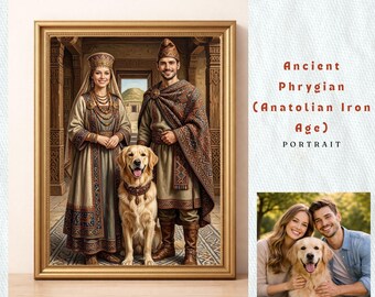 Custom Phrygian Pet Portrait | Personalized Cybele Lion Dog Painting | Majestic Anatolian Cat Art | Ancient Guardian Animal Wall Decor Art