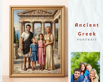 Custom Ancient Greek Family Portrait | Personalized Olympian Household Painting | Mythological Family Wall Art | Hellenistic Heirloom Gift