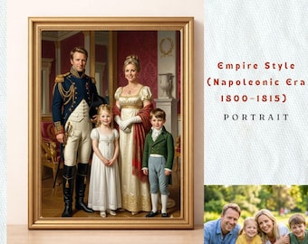 Turn Your Photo into Napoleonic Family|Personalized Empire Style Nursery Art |French Imperial Newborn Legacy|Bespoke Noble Heirloom Painting