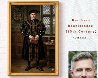 Your Image as a Northern Renaissance Noble | Personalized Executive Office Decor | Unique Gift for Lawyer Doctor Boss