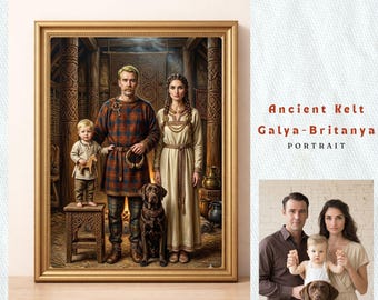 Custom Celtic Clan Portrait | Personalized Gaul Family Painting | Ancient British Heritage Wall Art | Tribal Heirloom Gift | Digital Canvas
