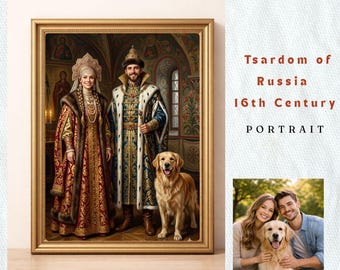 Bespoke Tsarist Soulmate Portrait from Photo|Personalized Best Friends Boyar Art|Russian Wedding Anniversary Gift|One of a Kind Duo Painting
