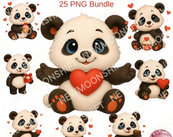 PanMos Panda Love PNG Bundle – 25 Valentine Heart Designs Digital Download