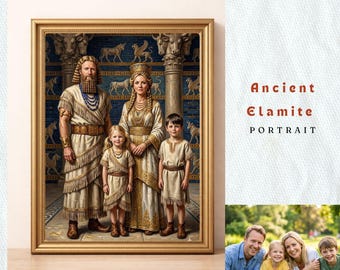 Custom Ancient Elamite Family Portrait | Personalized Susa Dynasty Art | Near East Household Painting |Noble Heirloom Digital Wall Art Photo