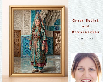 Custom Ancient Khmer Queen Portrait | Personalized Apsara Dancer Birthday Gift | Angkor Empress Painting | 30th 40th 50th Milestone Birthday