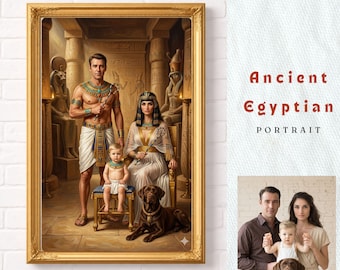 Custom Ancient Egypt Family Portrait | Personalized Pharaoh Household Painting | Mystical Dynasty Wall Art | Egyptian Heirloom Gift Digital