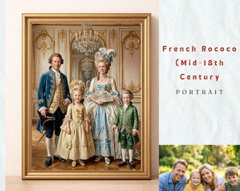 Turn Your Photo into Rococo Royal Family|Personalized Versailles Nursery Wall Art | Trianon Newborn Legacy|Bespoke Noble Heirloom Painting