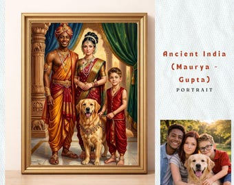 Custom Indian Pet Portrait | Personalized Sacred Elephant Dog Painting | Majestic Bengal Cat Art | Ancient Guardian Animal Wall Decor Art