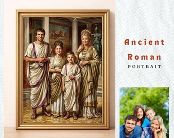 Custom Ancient Roman Family Portrait | Personalized Noble Dynasty Painting | Roman Empire Wall Art | Classical Family Heirloom Digital Gift