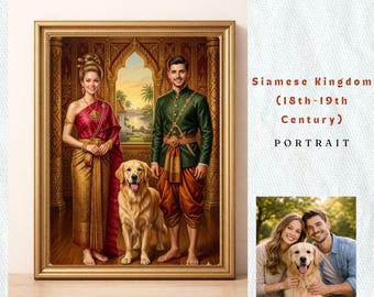Your Pet as a Siamese Royal|Bespoke Sacred Thai Ridgeback Tribute|Majestic Golden Collar Cat Portrait|Guardian Spirit Animal Remembrance Art
