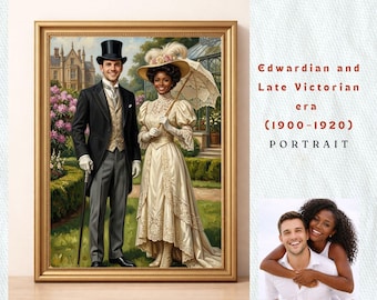 Bespoke Edwardian Soulmate Portrait | Personalized Best Friends Dandy Art | London Wedding Anniversary Gift | One of a Kind Royal Duo Paint