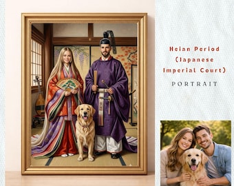 Custom Japanese Pet Memorial Portrait | Personalized Shiba Inu Tribute | Majestic Crane Cat Remembrance | Ancient Guardian Animal Wall Decor