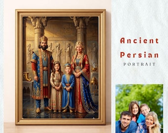 Custom Ancient Persian Family Portrait | Personalized Achaemenid Dynasty Painting | Imperial Household Wall Art | Noble Heirloom Digital Art