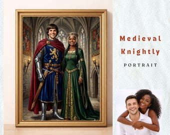 Custom Medieval Soulmate Portrait | Personalized Best Friends Knight Art | Royal Wedding Anniversary Gift | Romantic Duo Mythology Painting