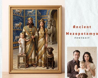 Custom Mesopotamian Family Portrait | Personalized Babylonian Dynasty Art | Ancient Assyrian Household Painting |Historical Heirloom Digital