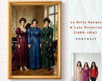 Bespoke Belle Époque Soulmate Portrait | Personalized Best Friends Dandy Art | Art Nouveau Anniversary Gift | One of a Kind Duo Painting