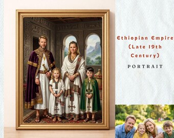 Turn Your Photo into Abyssinian Royal Family |Personalized Ethiopian Dynasty Art | Solomonic Newborn Legacy |Bespoke Noble Heirloom Painting