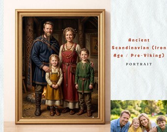 Custom Ancient Norse Family Portrait | Personalized Iron Age Clan Art | Mythological Viking Ancestry Wall Decor | Noble Heirloom Digital