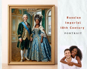 Bespoke Catherine Era Soulmate Portrait | Personalized Best Friends Boyar Art | Russian Wedding Anniversary Gift |One of a Kind Duo Painting