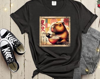 Ramen Capybara Shirt – Cute Kawaii Capybara T-Shirt, Japanese Anime Style, Noodle Lover Graphic Tee, Animal Lover Gift