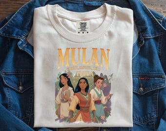 Disney Mulan Prinzessin Blumenporträt Shirt, Retro Disney Mulan Tshirt