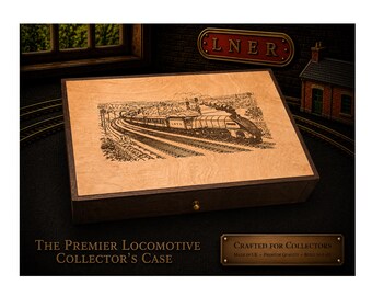 Handcrafted Wooden N Scenic Steam Locomotive Storage Box | Model Train Display Case | A4