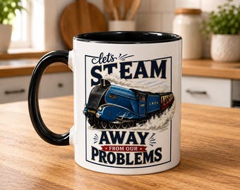 Steam Slogan Mug, Railway Enthusiast Gift, 11oz Ceramic Coffee Cup