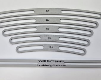 Set di sagome per binari OO / Raggio 1-5 + Rettilinei / Strumento per la realizzazione di plastici ferroviari
