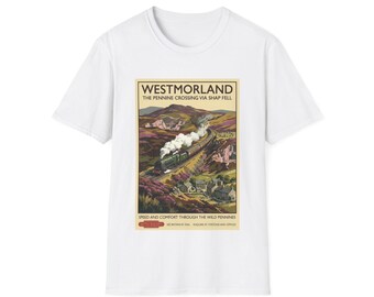 Westmorland Vintage Railway Poster T-Shirt | Pennine Crossing Train Tee