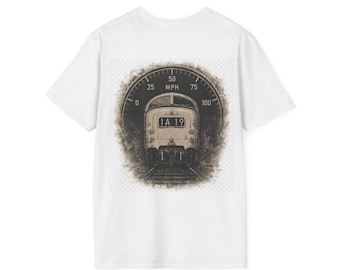 Vintage Train Speedometer White T-Shirt | Plain Tee, Custom Printable Shirt