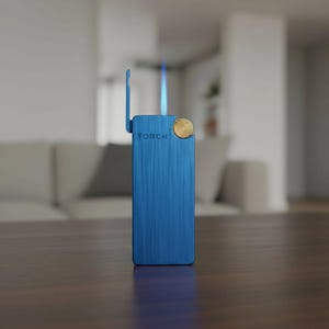 Ultra Thin Jet Flame Lighter Windproof Metal Torch Lighter Slim Pocket Butane Lighter Minimalist Luxury Gift for Men