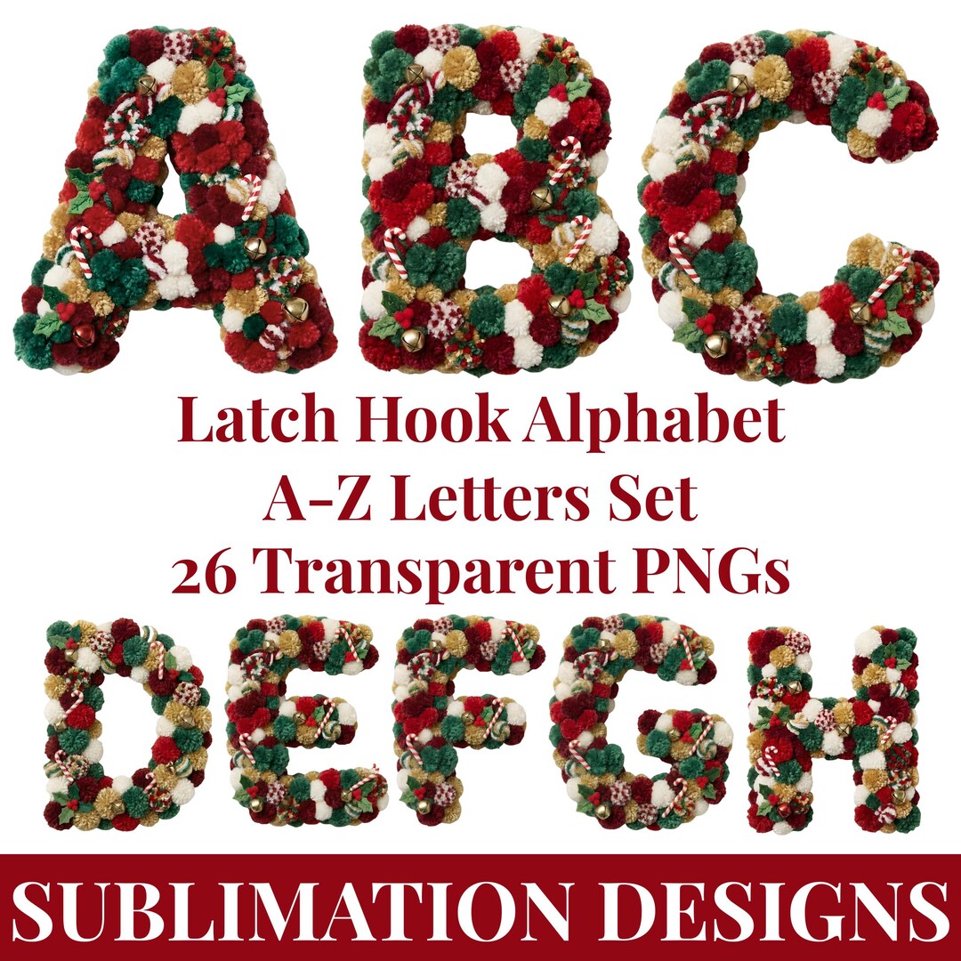 Latch Hook Yarn Alphabet PNG, Faux Yarn Png, Digital Download ...