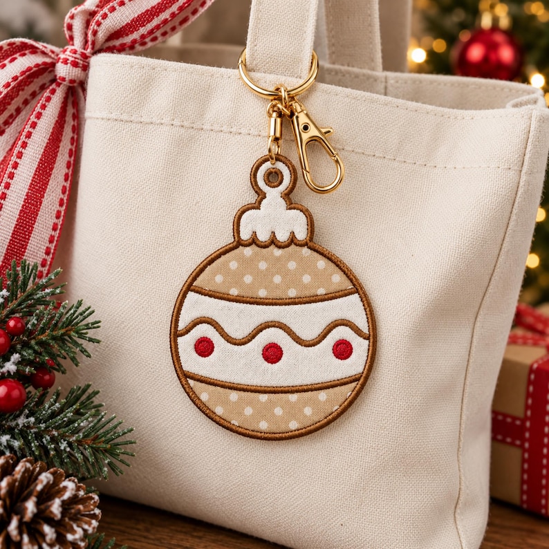 Machine Embroidered Keychain Christmas Ornament ITH Embroidery Design Bundle, 9 Shapes Personalized ...