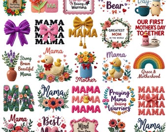 Mors dag PNG-paket, fuskgarn, kokettrosé, bästa mamma någonsin, mysig virkad stickning, blommig mammalivscitat, första mors dag-sublimering