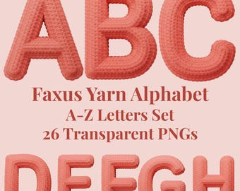 Nepgarenalfabet PNG, bundel gebreide letters (digitale download)