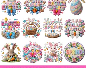 Happy Easter PNG Bundle, Faux Yarn Spring Sublimation Design, Trending Digital Download, Faux Yarn Crochet Easter, Happy Easter Day