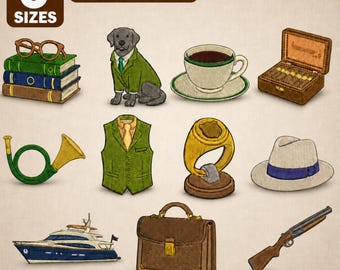 11 Old Money Embroidery Bundle, Preppy Country Club Icons, Quiet Luxury Machine Embroidery Designs, Dog Golf Martini PES DST