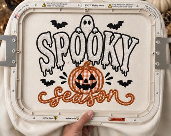 Spooky Season Pumpkin Embroidery Design, Halloween Machine Embroidery File, Fall Sweatshirt Stitch Pattern, PES DST