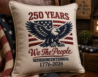 Diseño de bordado para almohada del 250 aniversario de EE. UU., bordado a máquina del águila patriótica estadounidense, 1776–2026 4 de julio, descarga instantánea