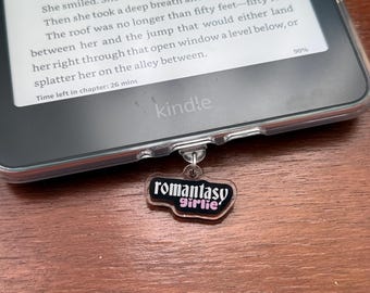 Romantasy Girlie USB-C Kindle Charm | Cute Bookish Dust Plug | E-Reader & Phone Charm