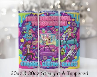 Colorful Interdimensional Cartoon Tumbler Wrap • Vibrant Chaos-Themed 20oz PNG Design for Sublimation & Craft Projects