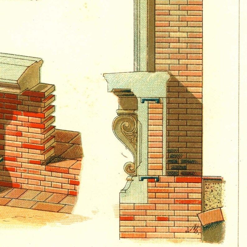 Italian Architecture Technical Drawing Brick Walls Stone ...