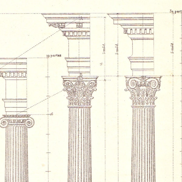 Five Orders of Architecture, Vignola, Steel Engraving