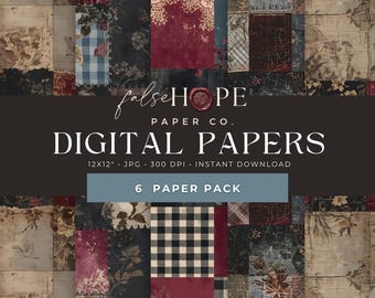 Vintage Patchwork Digital Paper | Scrapbook Backgrounds | Junk Journal Pages | Cottagecore Printable | Florals | Quilt Pattern