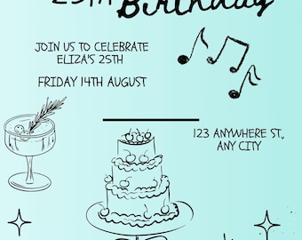 Verspielte Party - Einladung | Canva Bearbeitbare Vorlage