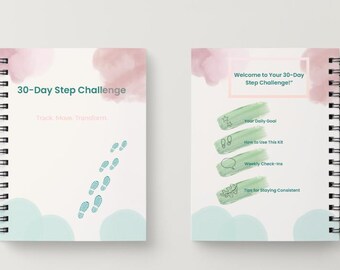 30-Tage-Schritt-Challenge-Kit | Pastell Wellness Planer (Printable)