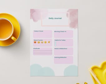 Journal Printable | Minimalistischer Produktivitätsplaner | Wellness & Achtsamkeit Notizbuch | Sofort Download