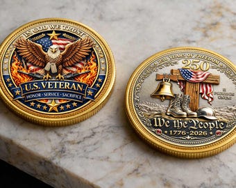 Moneta pamiątkowa z nadrukiem UV upamiętniającym weteranów USA | 250 lat Krzyża Wolności z Orłem na Polu Bitwy